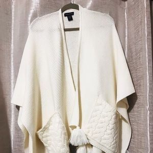 Knitted Creme Poncho